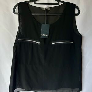 Camilla Black Sheer Panel Tank Top